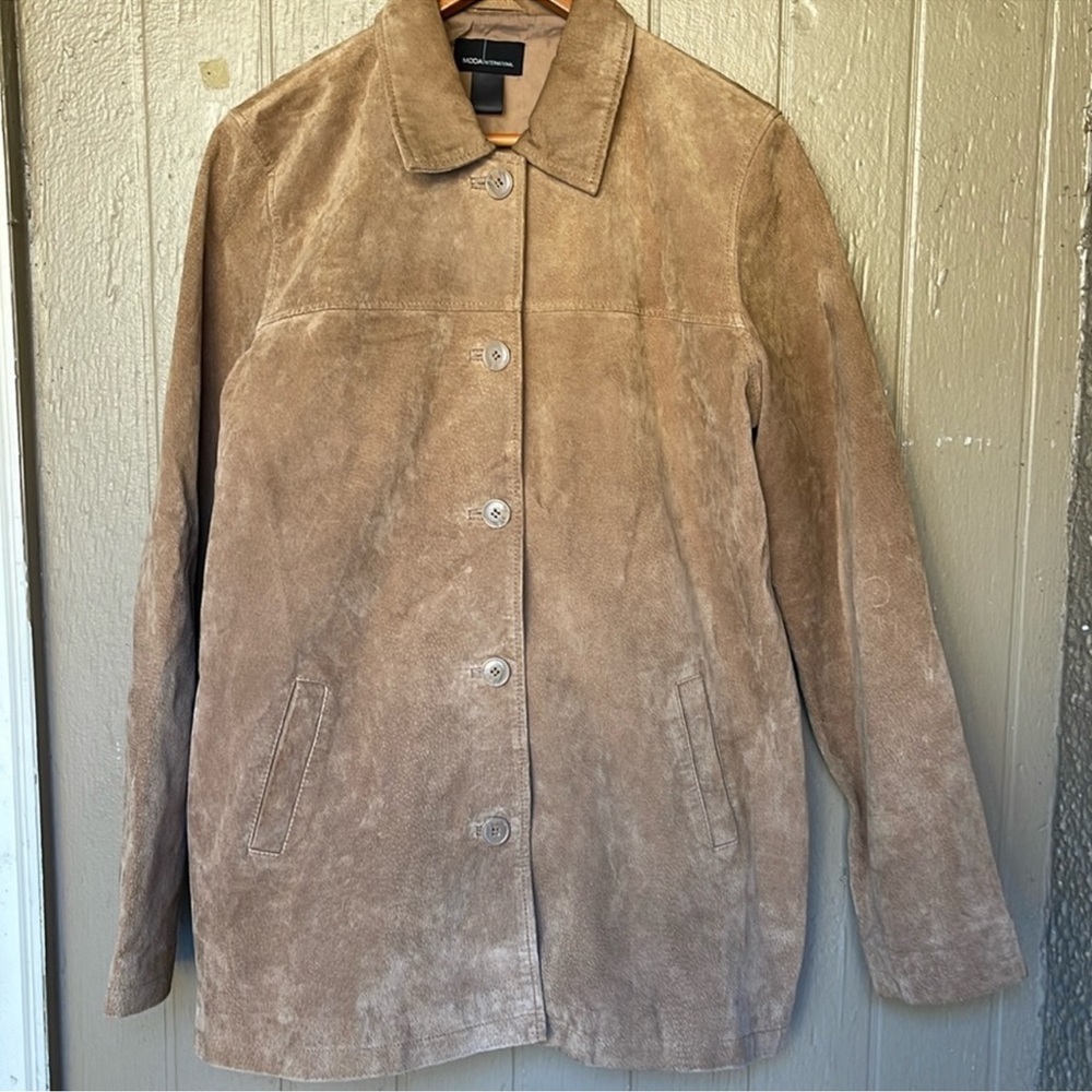 Moda international suede leather jacket